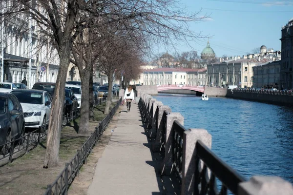 Санкт Петербург Річка Мойка Сонячний День Квітні — стокове фото