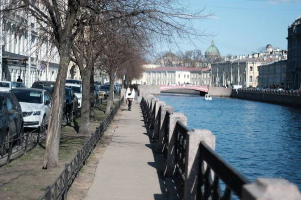 Αγία Πετρούπολη Ποταμός Μόικα Ηλιόλουστη Μέρα Τον Απρίλιο — Φωτογραφία Αρχείου