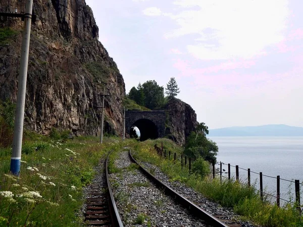 Circum Baikal Spoorweg Westelijke Oever Van Het Baikalmeer Irkoetsk Rusland — Stockfoto