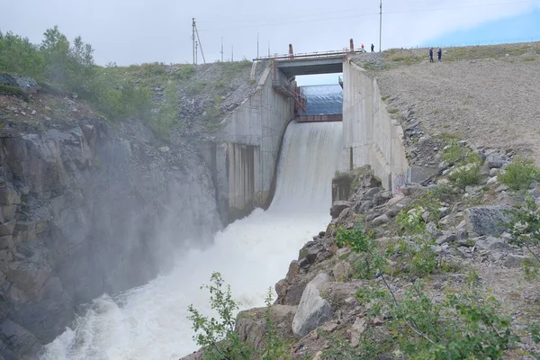 Teriberka Nehri Ndeki Hidroelektrik Santrali Murmansk Bölgesi Rusya — Stok fotoğraf
