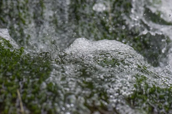 Acqua che cade sul muschio verde — Foto Stock