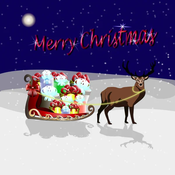  Ren geyiği ve hediyelerle dolu Noel arkaplanı