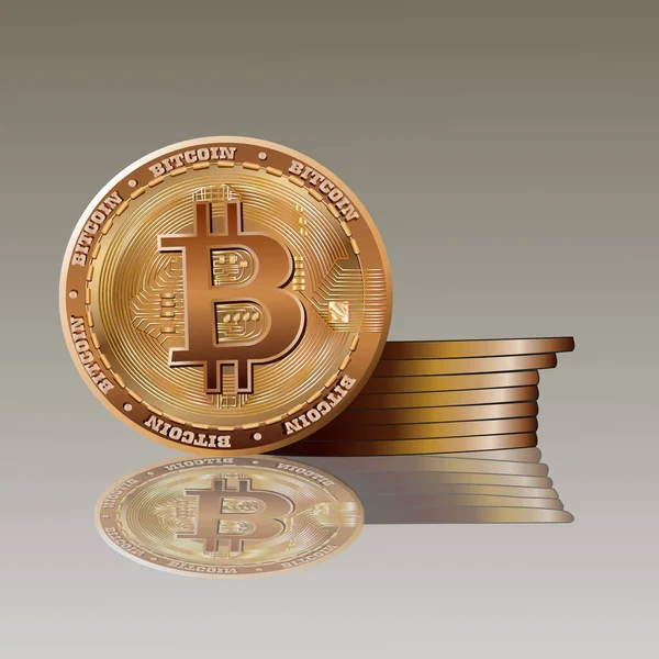 İş için altın sikke Bitcoin logosu veya poster