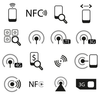 Mobile phone network icons clipart
