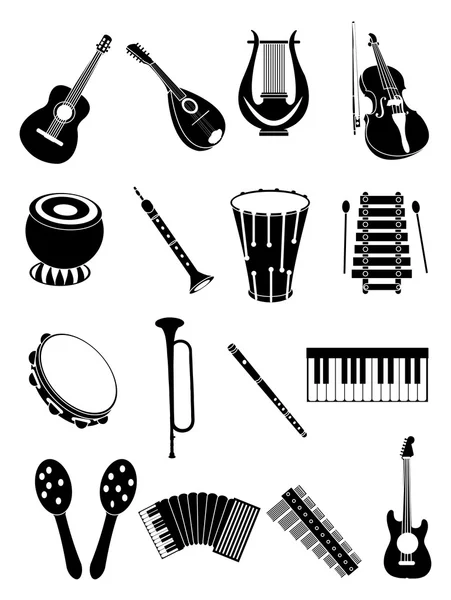 Muziek instrument pictogrammen — Stockvector