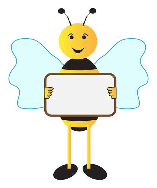 Bee holding sign board — Stock Vector