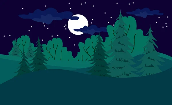 在晚上的森林 — 图库矢量图片