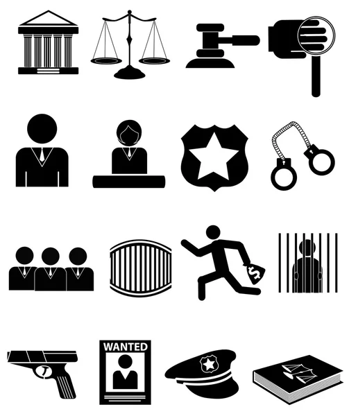 Iconos legales y policiales — Vector de stock