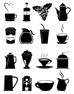 Kahve yapma Icons set