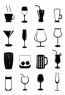 Alkol içecek gözlük Icons set