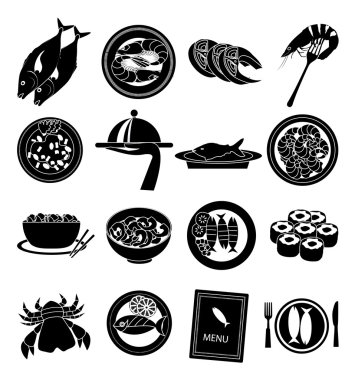 Deniz ürünleri simgeleri ayarlandı