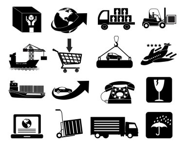 Icons set paketleme depo lojistik