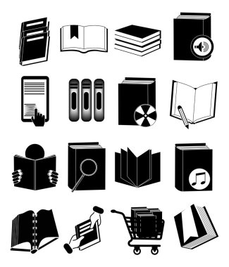 Kitaplar kütüphane Icons set