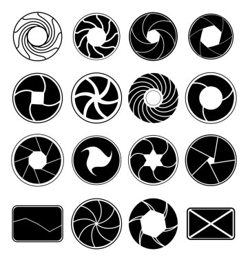 Kamera objektifi çekim Icons set