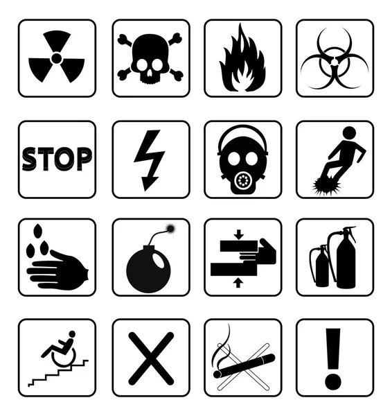 Ensemble d'icônes de danger — Image vectorielle