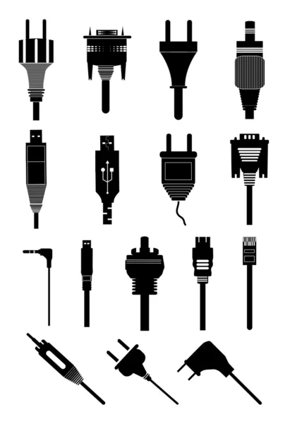 Conjunto de iconos de clavija eléctrica — Vector de stock