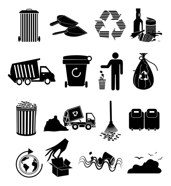 Set icone della spazzatura — Vettoriale Stock