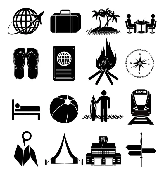 Voyage icônes de vacances ensemble — Image vectorielle