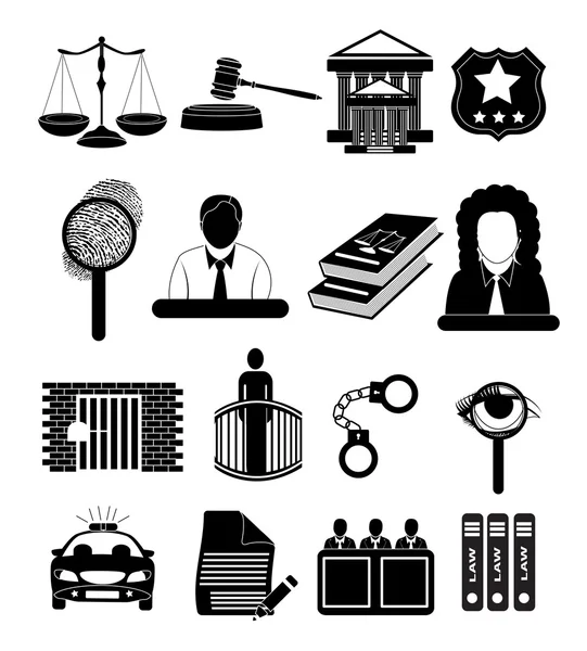 Iconos legales y policiales — Vector de stock