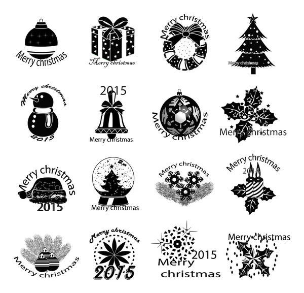 Merry christmas icons set — Stock Vector