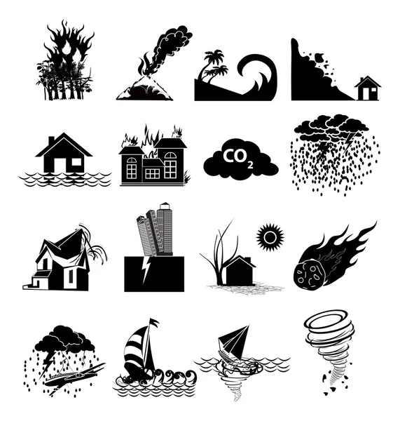 Natural disaster icons set — Stock Vector