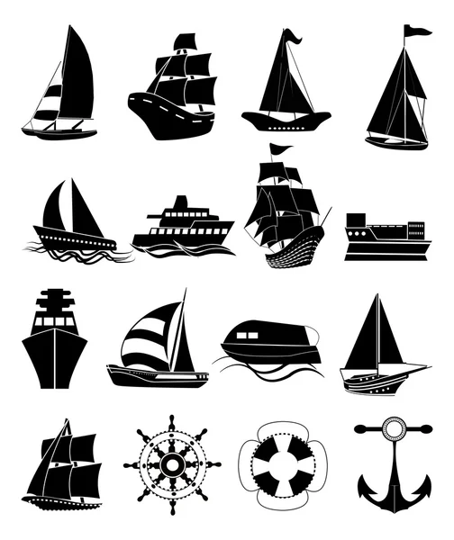 Набор иконок для морского транспорта — стоковый вектор