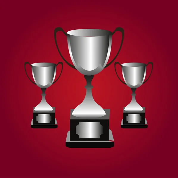 Trofeos sobre fondo rojo — Vector de stock