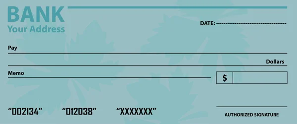 Plantilla cheque en blanco — Vector de stock