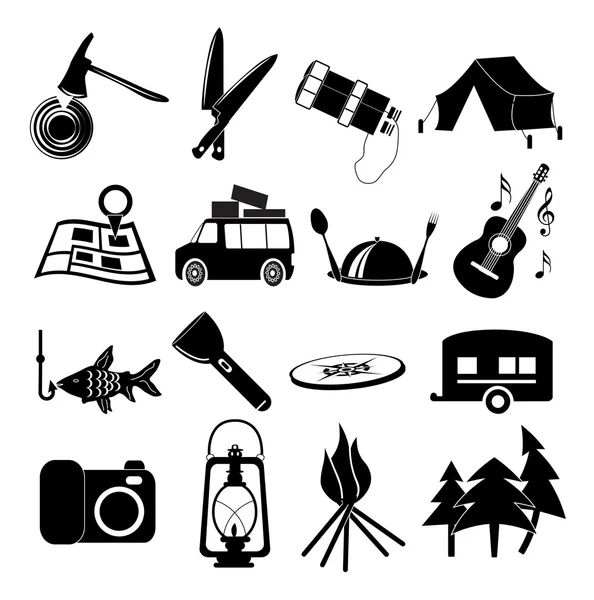 Conjunto de iconos de camping — Vector de stock