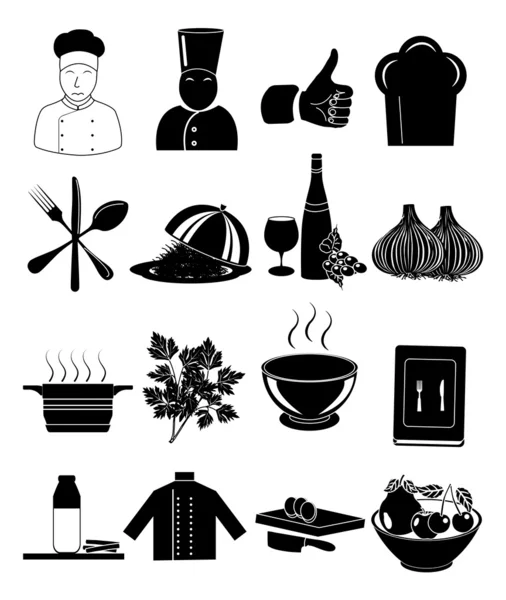 Conjunto de iconos de restaurante Chef — Vector de stock