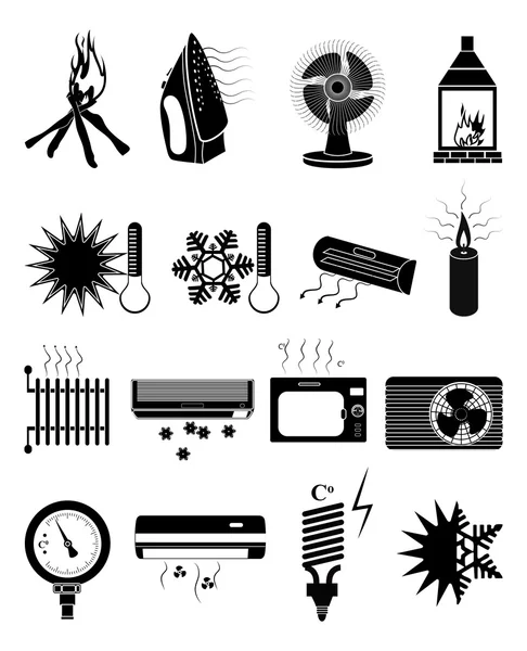 Warm cold temperature icons set — Stock Illustration Warm cold temperature icons set Royalty Free Stock Vectors