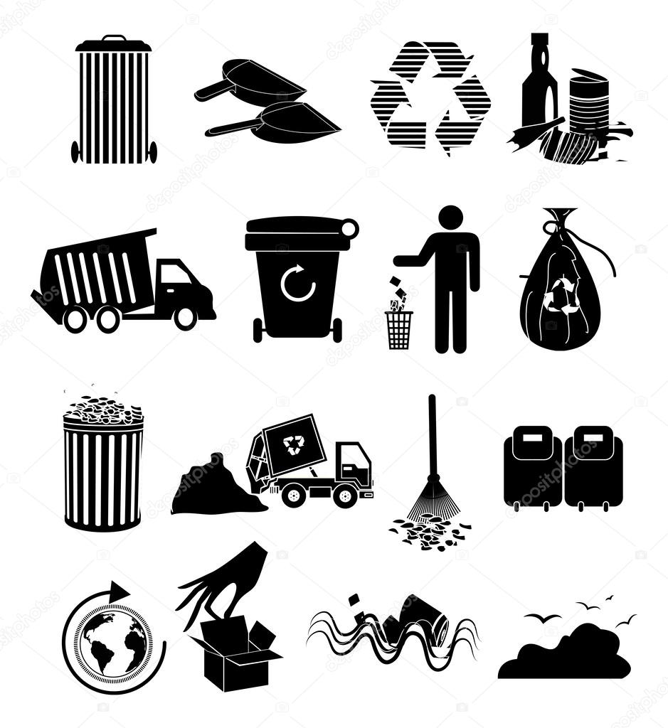 Garbage icons set