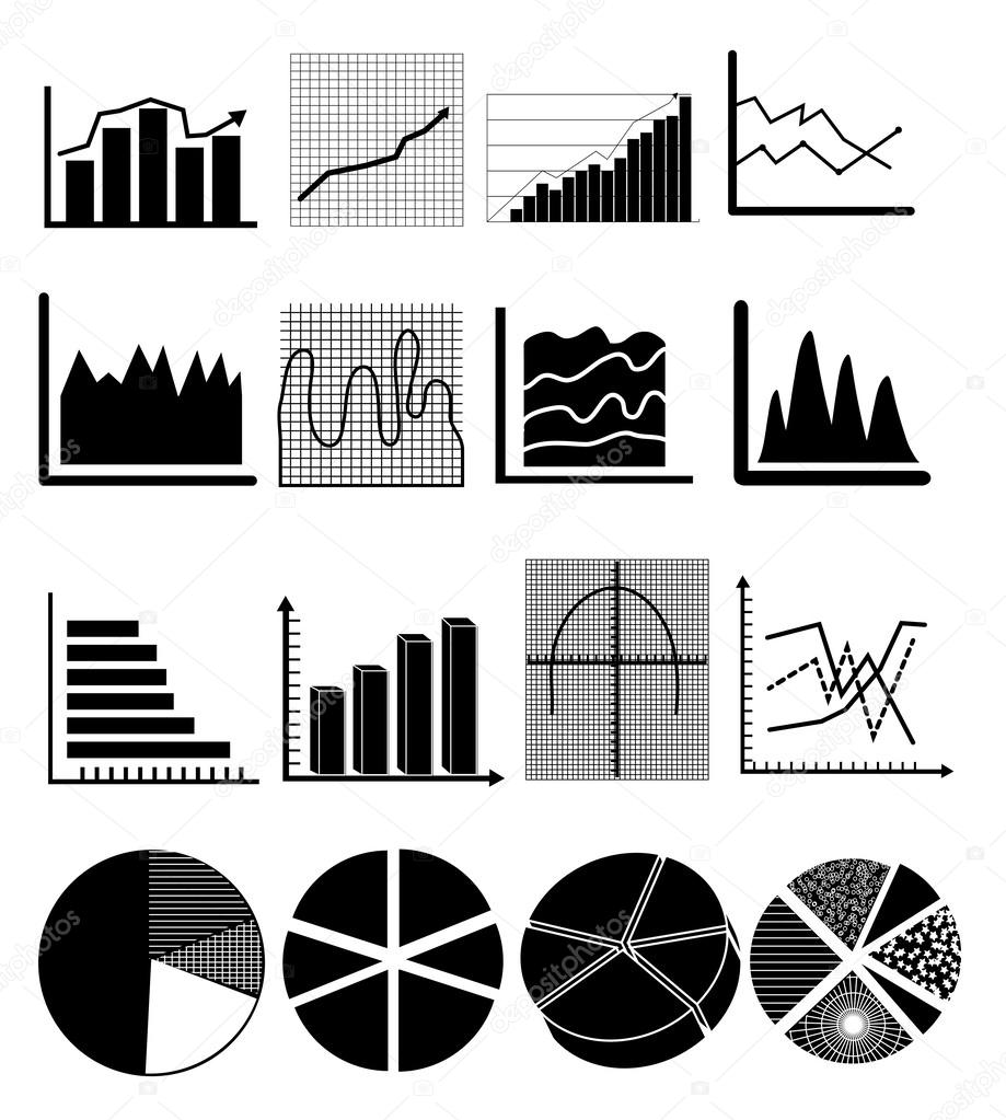 Business chart graph icons set