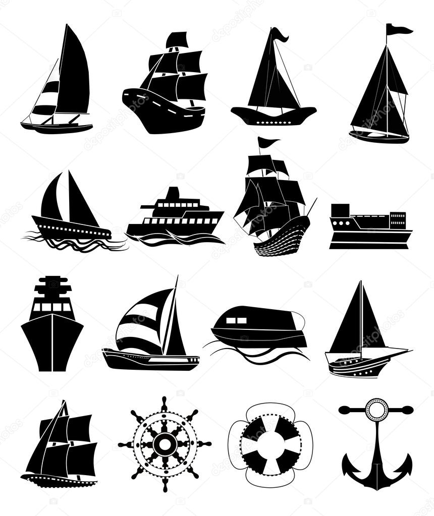 SeaTransportation ship icons set