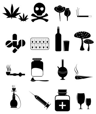 Zararlı uyuşturucu Icons Set