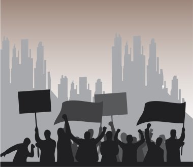 Protestocular kalabalık manzara arka plan