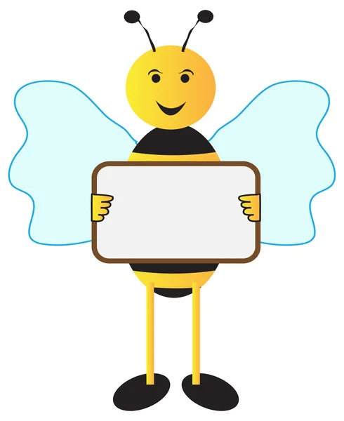 Bee holding a blank sign — Stock Vector