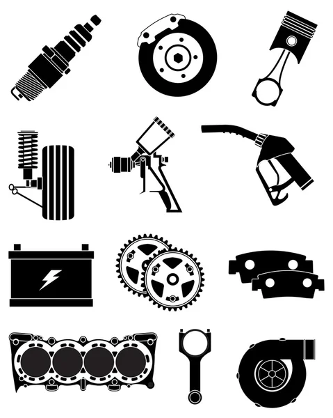 Fahrzeugteile Symbole gesetzt — Stockvektor