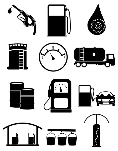 Conjunto de iconos de gasolinera — Vector de stock