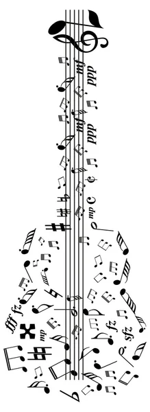 Music Notes kytara — Stockový vektor