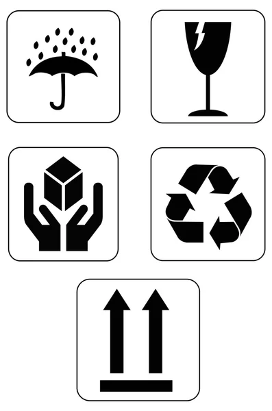 Set di icone di segni fragili — Vettoriale Stock