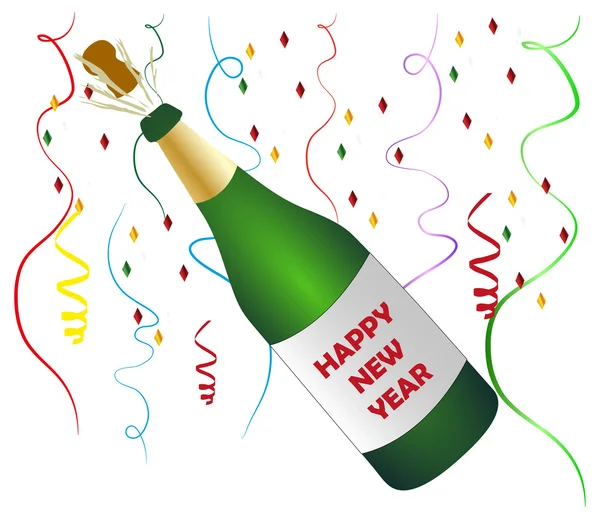 Feliz Ano Novo garrafa de champanhe —  Vetores de Stock