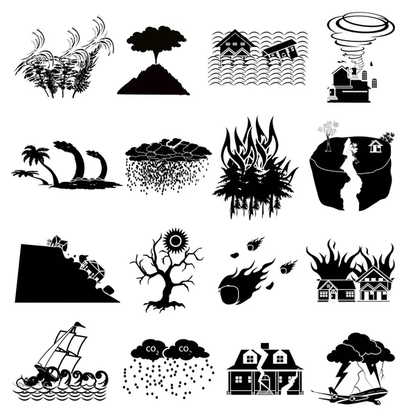 Iconos de desastres naturales — Vector de stock