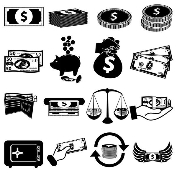 Geld icons set — Stockvector