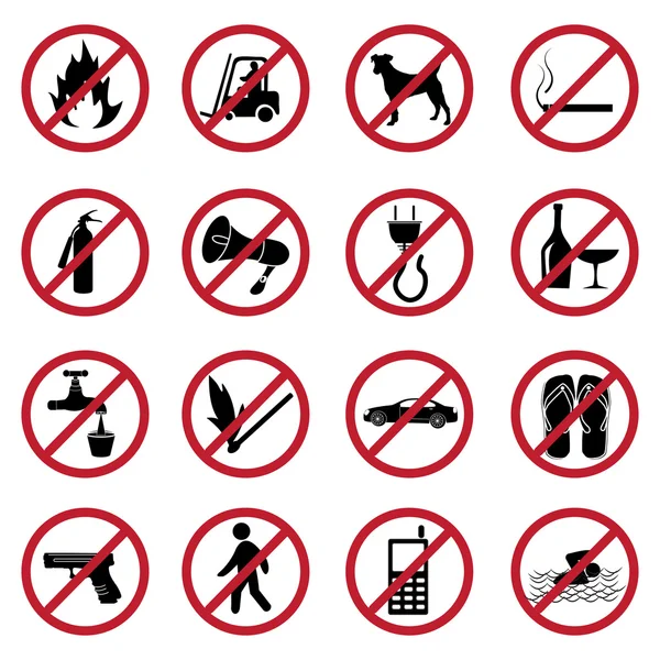 Prohibited icons set — Stock Vector