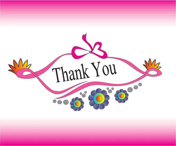 Thank you card in pink colors. — Stock Vector