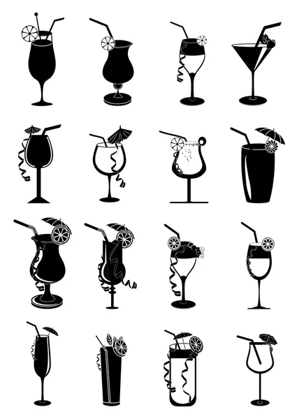 Drinken glazen icons set — Stockvector