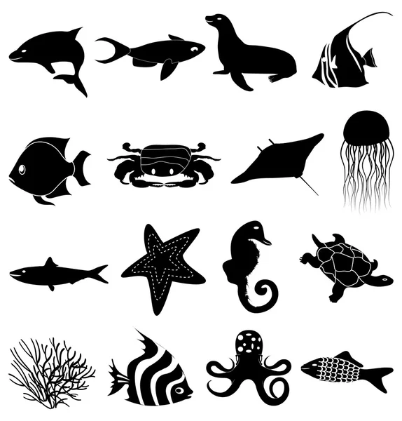 Sea life icons set — Stock Vector