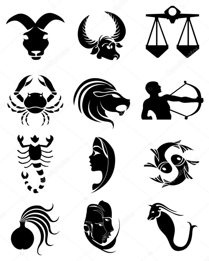 Zodiac signs icons set