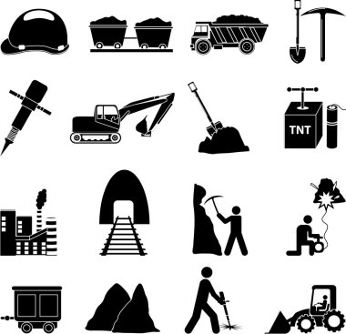 Madencilik inşaat Icons set